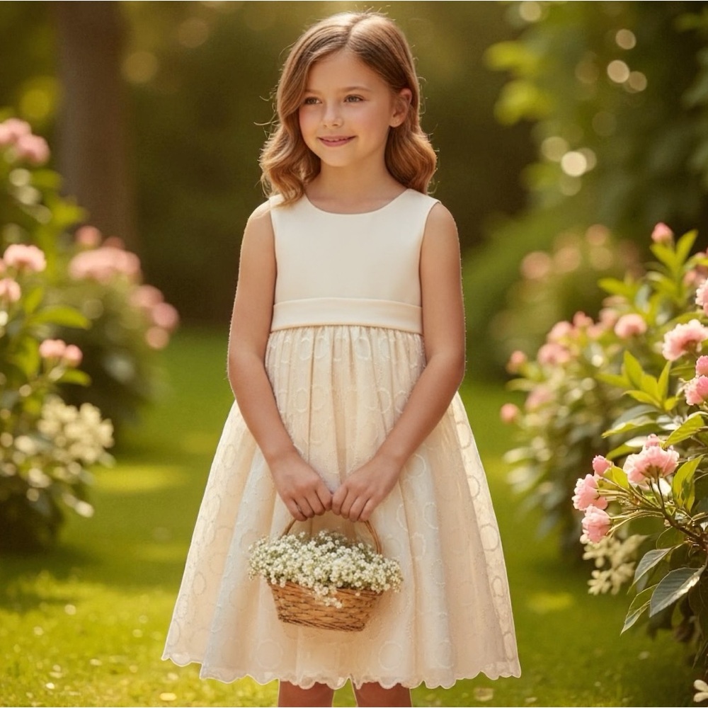 American Princess Girls Sleeveless Embroidered Formal Party Dress – Size 4